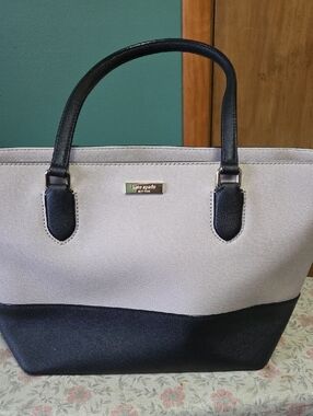 Kate Spade Black and Taupe Colorblock Tote Bag